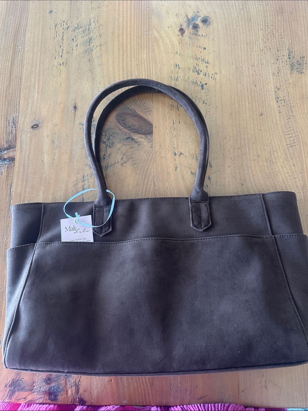 Mali lili Chocolate Brown Suede Tote with Dual Shoulder Straps